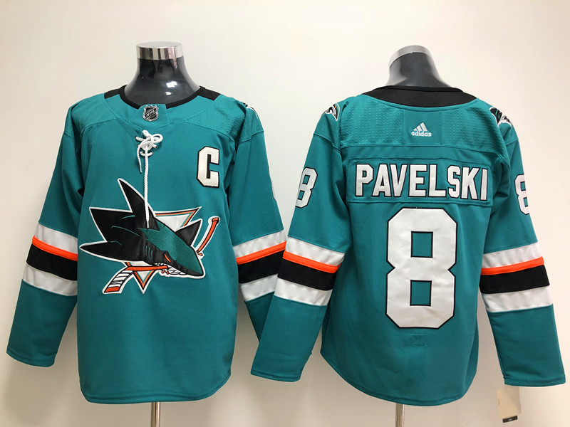 Men's San Jose Sharks Joe Pavelski #8 Teal Home Breakaway Jersey